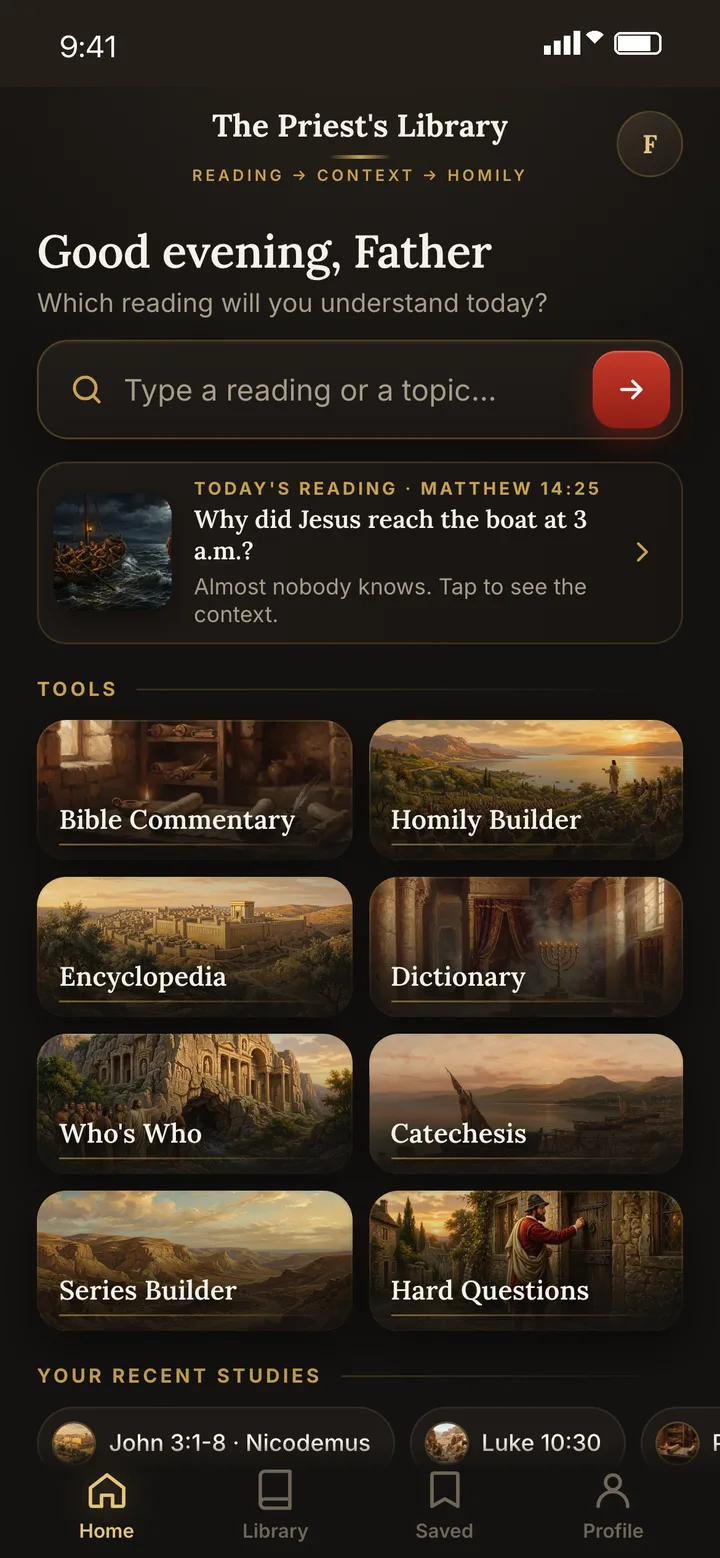 The Priest's Library app: passage search and the 8 tools